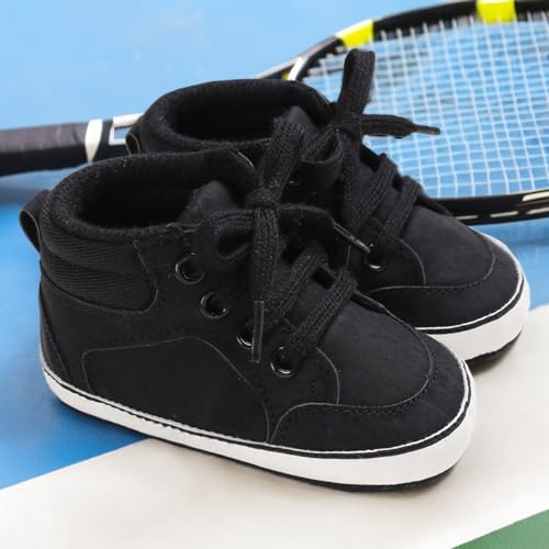 Image of CENCIRILY Baby Boys Girls High Top Sneakers Soft Soles Anti Skid Infant Ankle Shoes Toddler Prewalker First Walking Crib Shoes