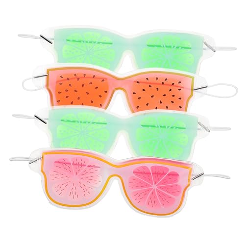 WOONEKY Lot De 4 Masques Yeux En Gel Et Pvc Réutilisables Garçon Et Filles Taille Unique Rafraîchissants Et Décongestionnants Pour Sommeil Et Détente Transparent Multicolore