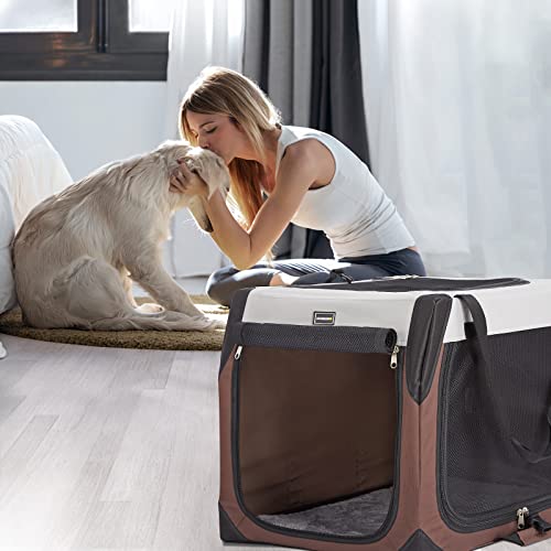 Donoro Dog Crates For Medium Dogs, Portable Collapsible Three Door Dog Kennel & Houses, Soft-Sided Cage For Indoor Training And Outdoor Travel With Pad (Medium (36"X24"X23")) #TOP1