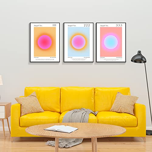 Ziyuan Black Aluminum Framed Art Colorful Gradient Aura Angel Numbers Poster Sets For Room Aesthetic Positive Quotes Canvas Wall Art Painting Minimalist Y2K Style Wall Decor For Bedroom Office 12X16In #TOP4