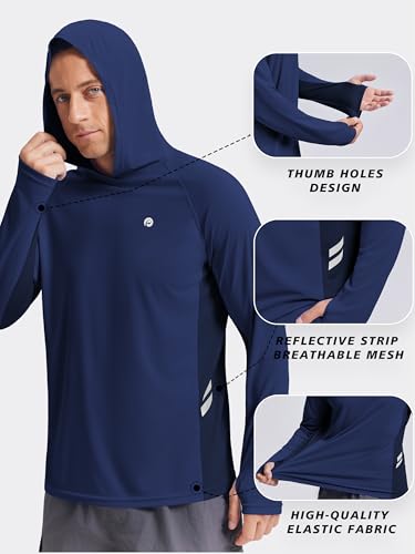 Image of PINSPARK Men's UPF 50+ Sun Shirts Long Sleeve Fishing Hoodie, UV Protection Rash Guard for Outdoor Hiking Running Swim Shirt