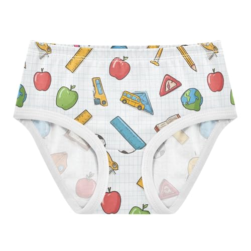 Wusikd Cartoon School Elements Girls' Underwear Cotton Girls Briefs Soft Toddler Underwear 2T