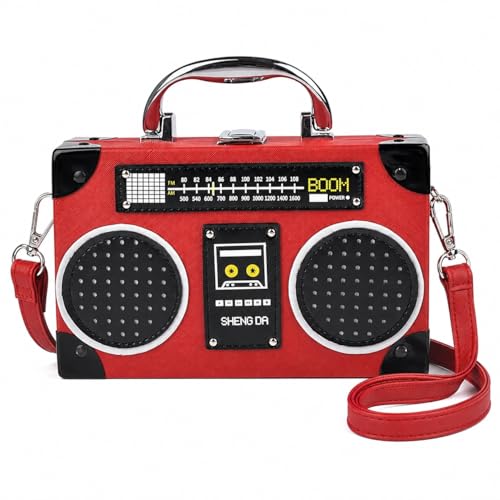 Image of QZUnique Tape Shaped Shoulder Bag Radio Recorder PU Crossbody Bag Women's Retro Evening Bag Handbag Clutch Purse