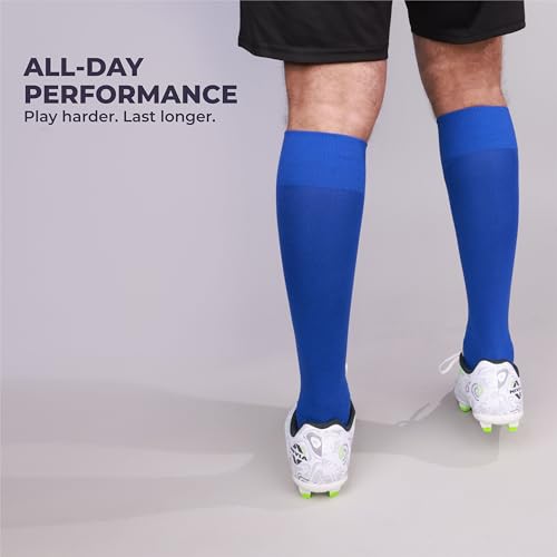 Image of Nivia Ashtang 2.0 Football Stockings, Pack Of 3 (Black, Orange, Blue), Large