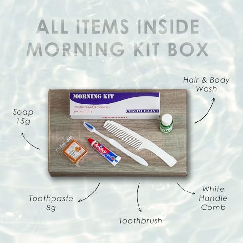 Image of Sevenhills 50 Sets Morning Kit - Guest Toiletry Kit with Toothbrush, Toothpaste, Soap 15g, Hair & Body Wash 20ml, Comb - Hotel Guest Room Amenities, Wedding Return Gift, Travel Essentials for Airbnb, Hospitals, Resorts, Camps