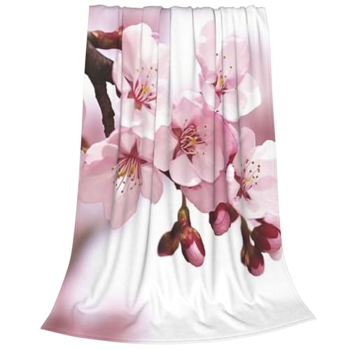 Couverture polaire fleurs de cerisier plaid chaud canapé - 3