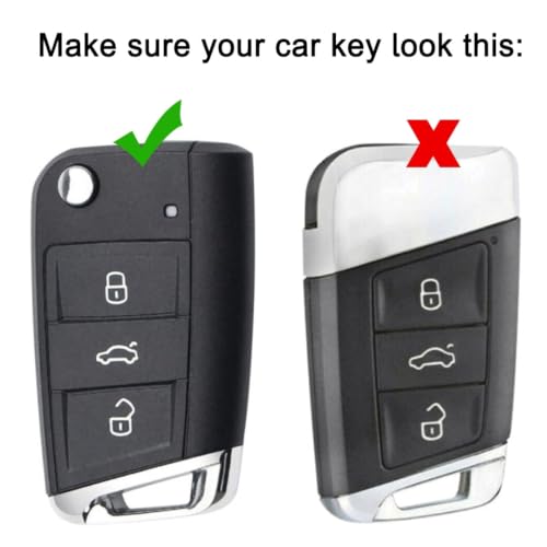 Image of Keycept Key Cover for Skoda and Volkswagen - Kushaq | Octavia | Kodiaq | Superb | Slavia | Passat | Taigun | Tiguan | Virtus | T ROC 3 Button flip Key with Keychain (Metal Armor)