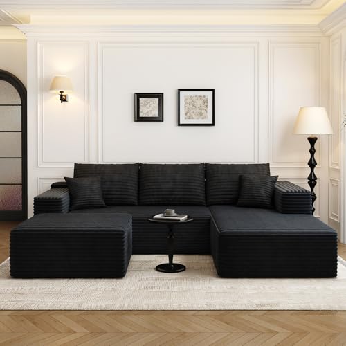 107.5" Cloud Modular Sectional Sofa with 1 Ottoman,Modern Minimalist Upholstered