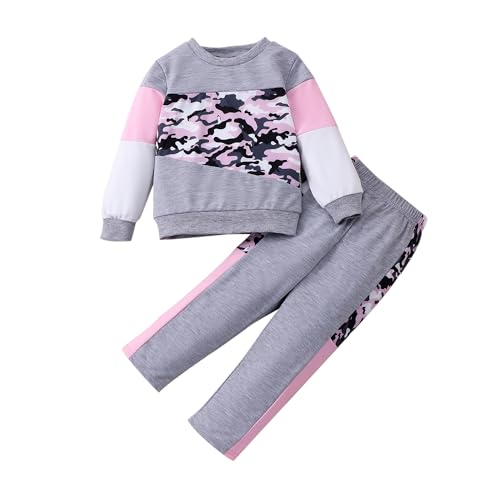 Image of Toddler Girls 2 Piece Cute Outfits, Crewneck Sweatshirt with Jogger Pants Kids Clothing Set for Fall Winter
