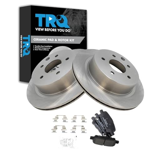 Image of TRQ Rear Brake Pad and Rotor Set Ceramic Compatible with 2003-2005 Infiniti G35 350Z 2011-2017 Leaf 2014-2017 Juke Rogue