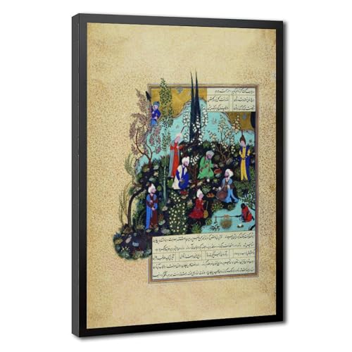Tableau Ferdowsi et les poètes de Ghazna par Aqa Mirak, résoudre le vide mural du salon 50x76