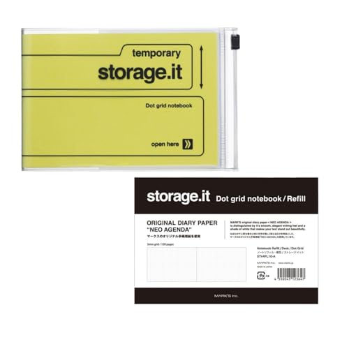 Carnet de notes rechargeable MARK'STYLE - Journal souple avec grille grise 5 mm et poche PVC