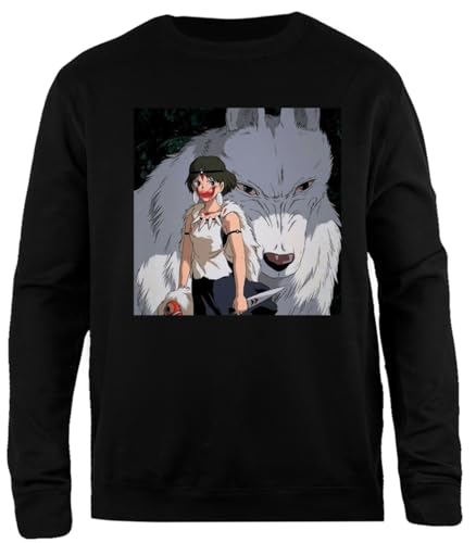 Zymbatee Princesa Mononoke Dibujar Lobo Jersey Negro Unisex De