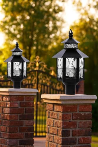 Image of Weldecor Metal Antique Decorative Outdoor Gate Lamps,Architectural Design for Main Home Gate Light Waterproof,Rustproof for Garden,Exterior Compound Wall Lights for Piller,Pole Lamp Post Set of 2