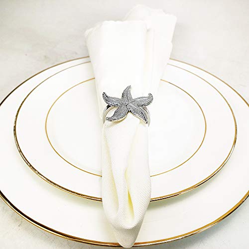 Starfish Napkin Rings Set Of 8 Silver Fall Winter Wedding Ocean Coastal Nautical Holiday Party Beach Home Table Decor #TOP3
