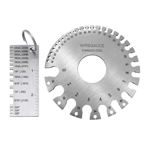 2 Pcs en acier inoxydable Soudage Gage & Epaisseur en fil métallique double-sidée, épaisseur du fil métallique, outil de mesure de l'épaissement du fil métal pour le travail du bois