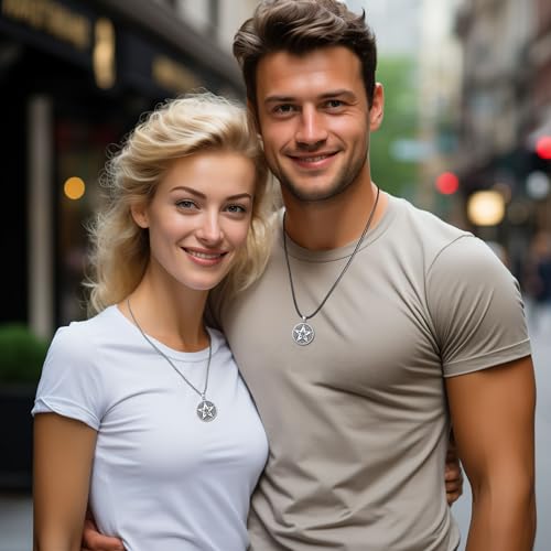 EUDORA Sterling Silver Tetragrammaton Necklace Ring for Women Men, Pentagram Amulet Energy Pendant Star of David Vintage Guardian Star Wicca Jewelry, Mother's Day Father's Day Gift for Husband Wife4