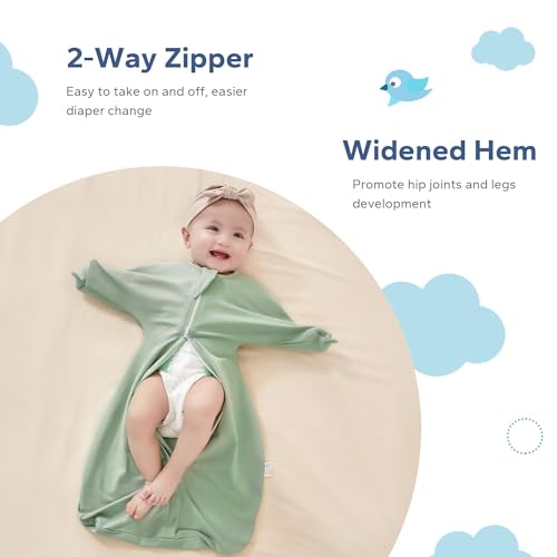 Image of ZIGJOY Swaddle Sleep Sack 6-12 Months, 1.0 Tog Cotton Baby Swaddle Blanket | 100% Cotton - Soft & Breathable & Non-shrink, 2-way Zipper for Easy Diaper Changes, Long Sleeves Allow Self-soothing