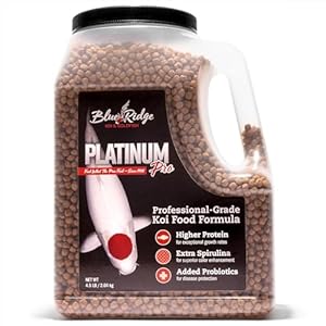 Blue Ridge Koi Fish Food 4.5lb – Koi Food 3/16” Platinum Pro Formula Goldfish Food, Premium Fish Food for Ponds, Floating Pond Pellets Fish Food