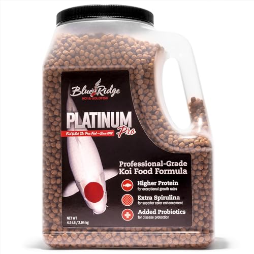 Blue Ridge Koi Fish Food 4.5lb – Koi Food 3/16” Platinum Pro Formula Goldfish Food, Premium Fish Food for Ponds, Ponds Fish Food, Floating Pond Pellet