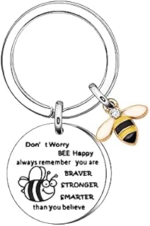 BEE Inspirational Gift for Women Girl BEE Keyring Gift for Daughter Son Niece Cousin Sister Colleagues Rainbow Bee Happy Keychains