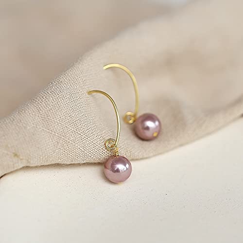 Boucles d'oreilles perles violettes argent sterling 14k tempérament