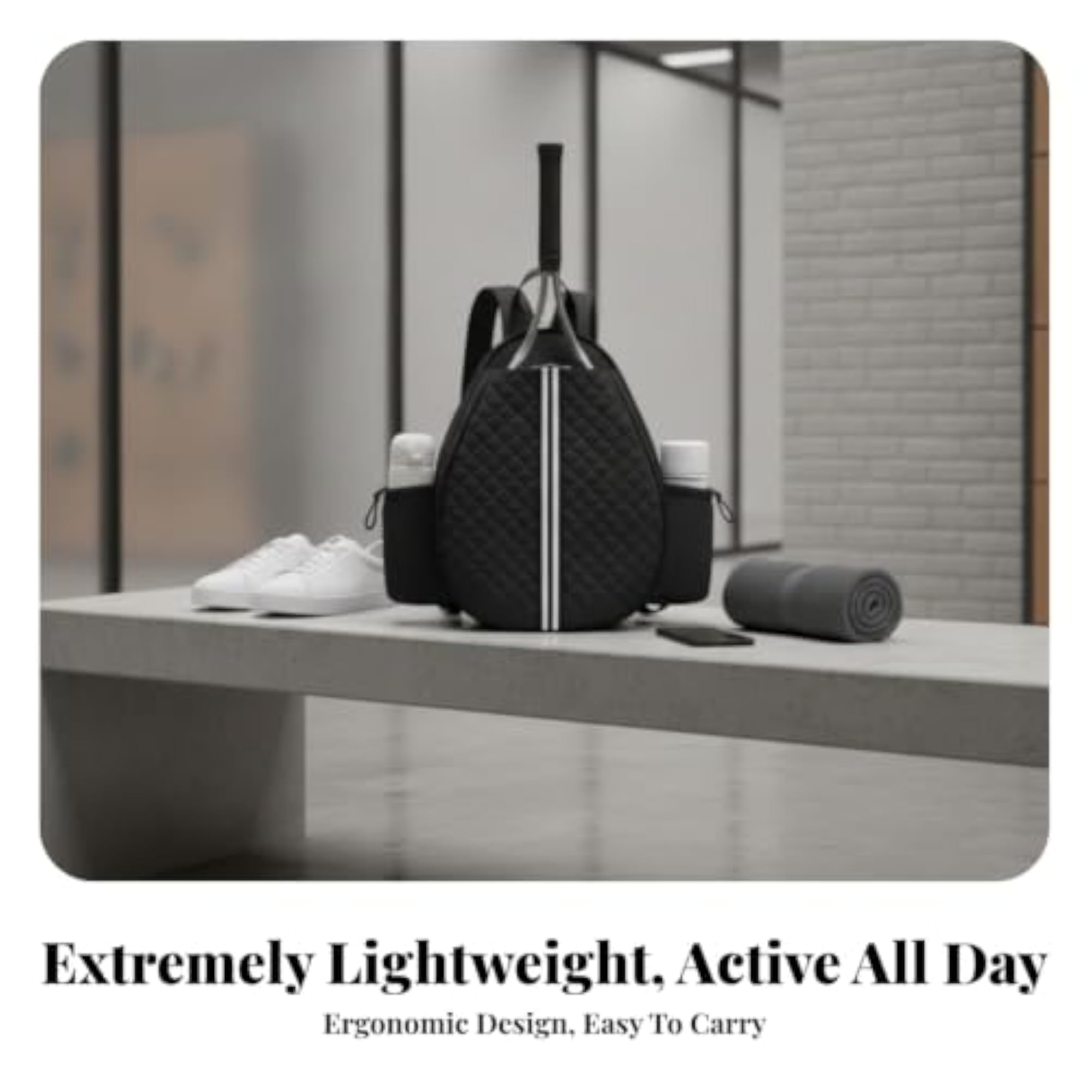 Adjustable Straps Quilted Tennis Backpack