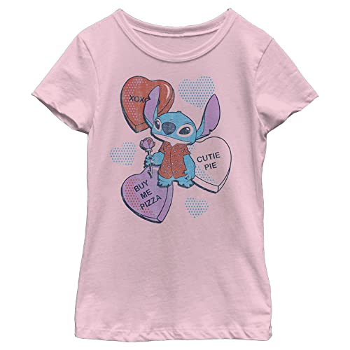 Disney Lilo & Stitch Heart Pizza Girl's Solid Crew Tee