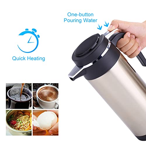 24V Car Heating Cup, 850ml Large Capacity Portable Travel Electric Coffee Cup, less Steel Car Heating Travel Cup, for Tea Coffee Drinking