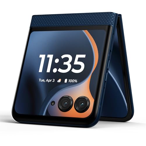 Motorola Moto Razr 5G 2025 | 256GB, 8GB | AMOLED plegable de 6.9 pulgadas, cámara 4K de 50 MP, Android 15 | Totalmente desbloqueado para Verizon, T-Mobile, Global 5G / 4G LTE | Azul mar (renovado) - Vista 4