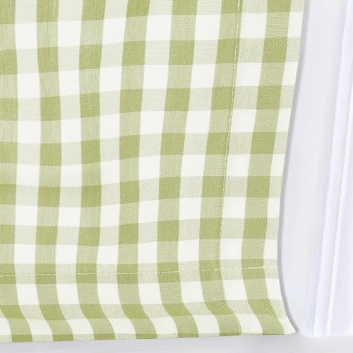 Image of TWOPAGES No Drill Cordless Buffalo Plaid Roman Shades Roman Blinds for Windows, Custom Made Room Darkening Country Checkered Blinds Farmhouse Shades, Olivine Small Plaid, 1 Piece