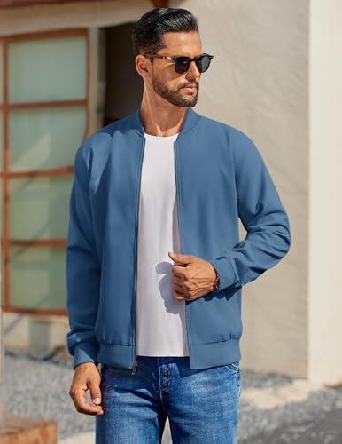 Image of COOFANDY Mens Light Cotton Bomber Jacket Flight Casual Softshell Varisty