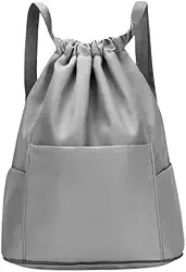 Mochila Esportiva Bolsa Treino Tipo Saco Fechamento Em Cordão Mochila Academia Sacola Resistente À água Alça Ajustável Com Compartimento Marca Appari (Cinza)