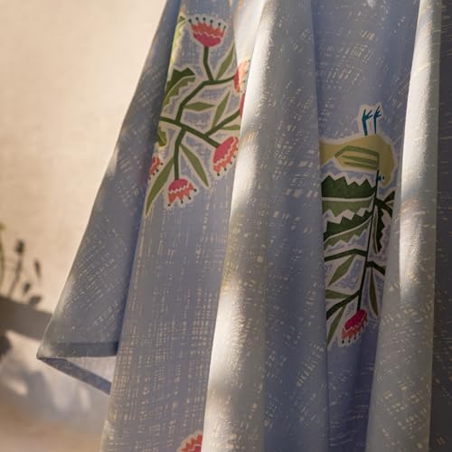 Image of Tranquebar Curtain Co. Window Curtains 5 Feet, 60-65% Room Darkening,Lavender Bird Print, Cotton Curtains for Window, Cotton Curtains 5 Feet Long Set of 2, BackTab Loops,Pihu (152 cm) - Set of 2