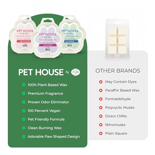Image of One Fur All Pet House Spring and Summer Wax Melts for Pet Odor, Natural, Plant Based Soy Wax Melts, Long Lasting Fragrance for Fresh Smelling Homes, Cucumber Mint