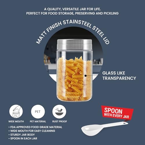 Image of MILTON Steel Seal 1000 Airtight Food Grade Modular Plastic Container | BPA Free, Stackable & Transparent | Wide Mouth with See-Through Lid | Ideal for Cereals, Pulses, Spices, Set of 2, 1000 ml each