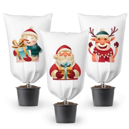 iDattel 3 Stück Winterschutz für Pflanzen,90x110cm Frostschutz pflanzenschutz Winter,85g/ m² Wiederverwendbar jutesack Weihnachten pflanzenschutz Winter für Olivenbaum Palmen
