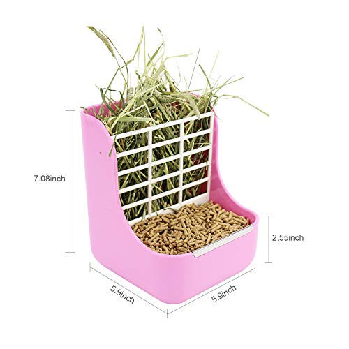 Anself Alimentador de coelho Alimentador de feno Gaiola Animais de estimação Tigela de comida fixa p