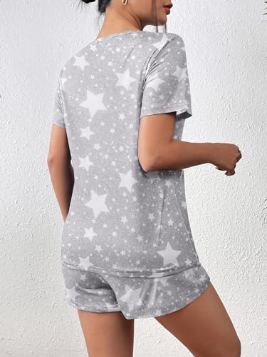 Image of Ekouaer Women's Pajama Sets Short Sleeve Pjs 2 Piece Top and Shorts Sleepwear Comfy Soft Lounge Sets with Pockets