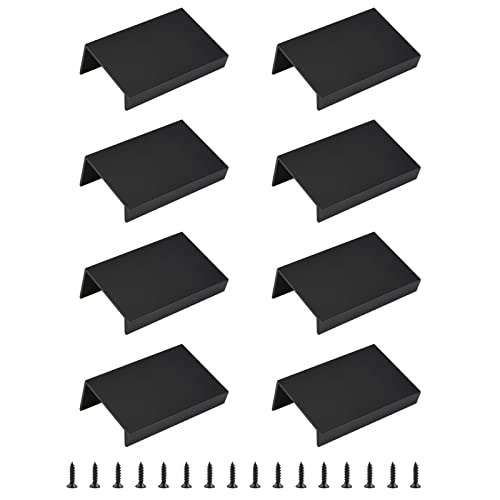 MOROBOR Black Mini Finger Edge Pull, 8pcs Concealed Handle Modern Style Drawer Handle