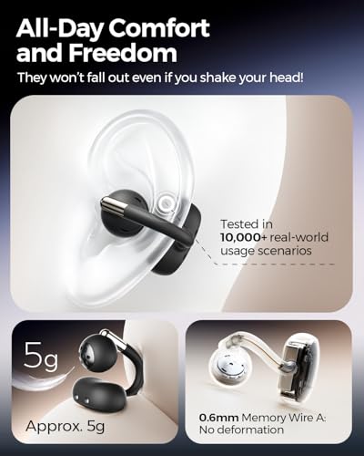 Image of SoundPEATS Clip1 Advanced Open Ear Earbuds with Hi-Res LDAC & Dolby Audio | Comfortable, Secure Clip-On Design for Sports, Workouts, Office | 40H Playtime, Fast Charging, IPX5, Bluetooth 5.4