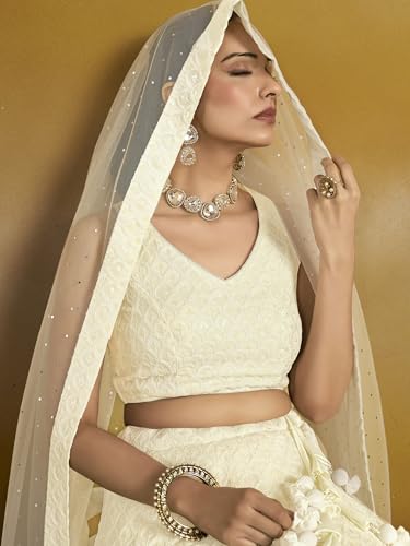 Image of Zeel Clothing Women's Sequins Thread Embroidered Georgette Lehenga Choli With Dupatta (5124-Women-Lehenga-Choli-New; Free size)