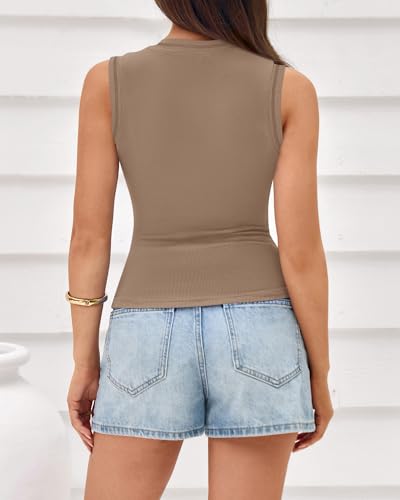 Image of BTFBM High Neck Tank Top for Women Sleeveless Ribbed Y2k Clothes Basic Shirts Going Out Outfits Spring Summer Tops 2026