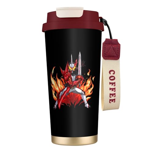 タンブラー 仮面ライダーセイバー コーヒーカップ 500ml コンビニカップ ストロー付き 蓋付き おしゃれ 水筒 魔法瓶 マグカップ 316ステンレス製 保温保冷 大容量 ストラップ付き プレゼント