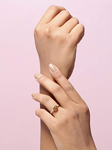 YoTreasure 10K Yellow Gold Citrine & London Blue Topaz Gemstone Ring | Engagement & Birthstone Jewelry for Women | Available in Sizes 6-103