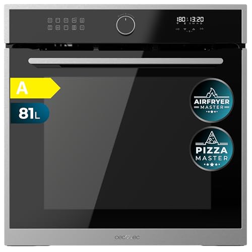 Cecotec Horno Integrable Multifunción 60cm Bolero Hexa AF316000 Edge A 3400W, 81L Capacidad, 11 Funciones con Airfryer Master, Pizza Master, Steam Asisst, Steam EasyClean, 3D Cooking, Defrost