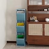 VEEHAUS Küche Mülleimer Für Den Vielseitigen Einsatz Mit Klappen Aus Edelstahl Stilvoller Abfalleimer Für Eine Effiziente Und Praktische Aufbewahrung Blau (3 x 15 LT - 45 LT)