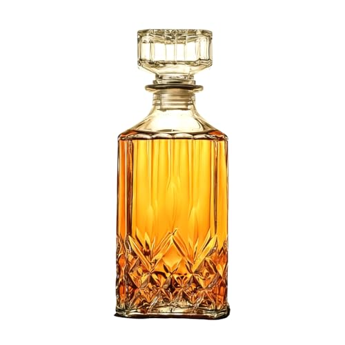 Bunhut Whiskey Decanter with Airtight Geometric Stopper,32oz Liquor Decanter,Glass Decanter,Diaphanous Liquor Bottle,Decanter with Airtight Lid for Whiskey,Vodka,Bourbon,Scotch,Brandy,Wine