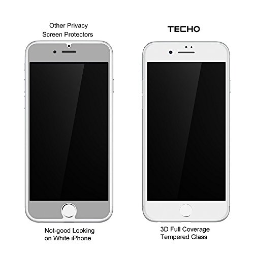 Techo Privacy Screen Protector For Iphone 8 Plus 7 Plus, Anti Spy 9H Tempered Glass, Edge To Edge Full Cover Screen Protector [Anti-Fingerprint] [Full Coverage] (White) #TOP2