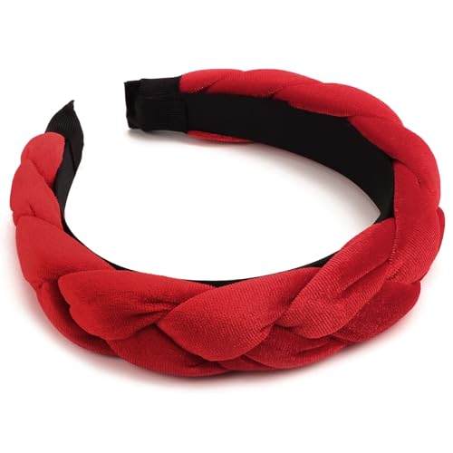 Image of DRESHOW Braided Headbands for Women Velvet Hair Hoop Elastic Criss Cross Hair Bands Accessories